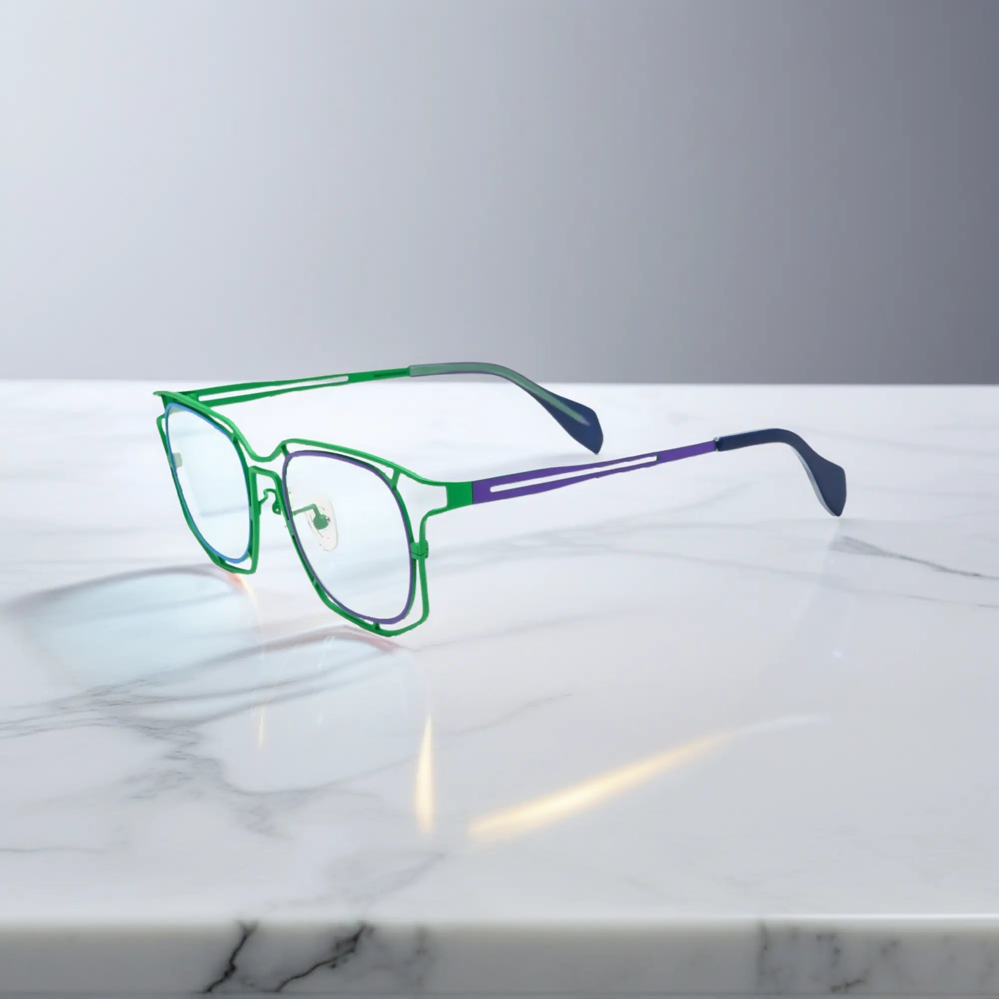 Side view showing vivid green tones of Emerald Twilight titanium frame